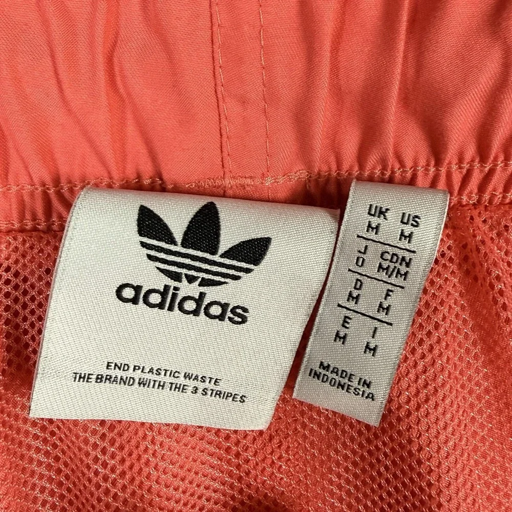 Adidas Swim Shorts Mens Medium Orange Trefoil Logo Mesh Lined Pockets Trunks